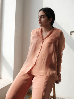 SOMYA GOYAL - Pale Peach Sheer Shirt