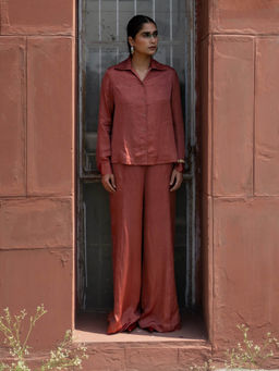 SOMYA GOYAL - Salmon Pink Wide Trousers