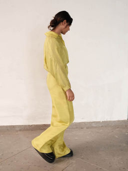 SOMYA GOYAL - Jute Corded Trousers In Monet Green