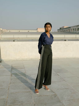 SOMYA GOYAL - Double Waist Charcoal Trousers