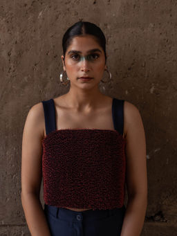 SOMYA GOYAL - Navy Crop Top