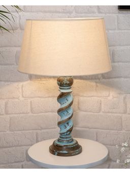 Homesake - Rope Blue Bedside Table Lamp Khadi Shade