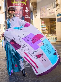 Odette - Multi-Color Silk Blend Printed Design Saree with Unstitched Blouse