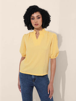 Freehand - Yellow Textured Half Sleeves Top