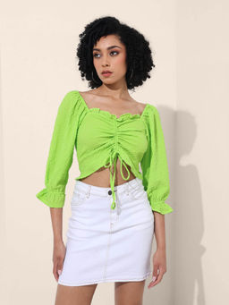 Freehand - Green Textured Crop Top