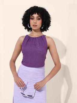 Freehand - Purple Halter Neck Sleeveless Top