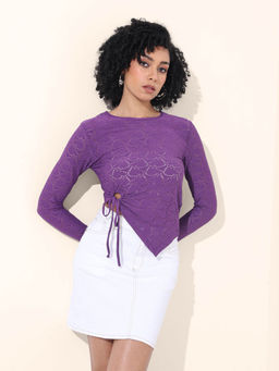 Freehand - Purple Full Sleeves Asymmetric Top