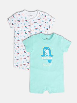 MINI KLUB - Multi-Color Baby Boys Crew Neck Short Sleeve Knit Romper (Set of 2)