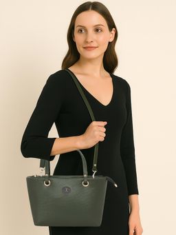 ESBEDA - Women Solid Green Elegant Handbag with Detachable Strap (S)