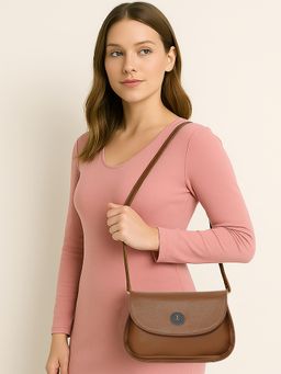 ESBEDA - Women Tan Color Structured Classic Sling Bag (S)