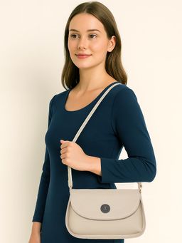 ESBEDA - Women Beige Color Structured Classic Sling Bag (S)