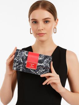 ESBEDA - Women Black Marble Luxe Textured Wallet (S)