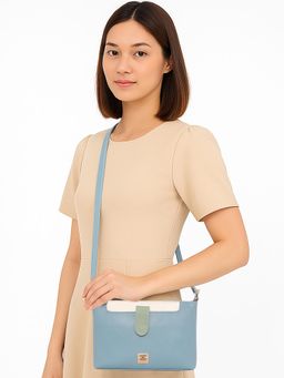 ESBEDA - Women Megan Colorblock Top Zip Sling Bag - Blue (S)