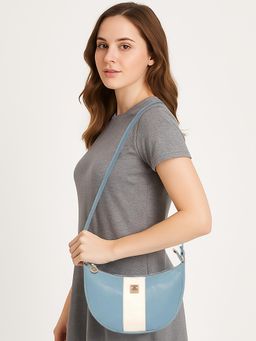 ESBEDA - Women Crescent-Shaped Textured PU Sling Bag - Blue (S)