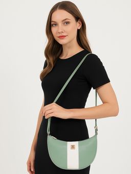 ESBEDA - Women Crescent-Shaped Textured PU Sling Bag - Green (S)