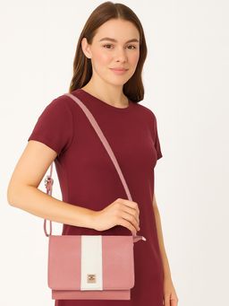 ESBEDA - Women Bobbie Colorblock Textured PU Flap Sling Bag - Pink (S)