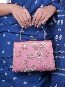 Horra - Womens Handcrafted Sequined Clutch - Pink (M)