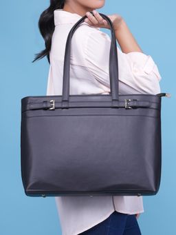 Horra - Vegan Leather 14 Inch Laptop Tote Bag For Women Office With Padded Laptop Compartment - Black