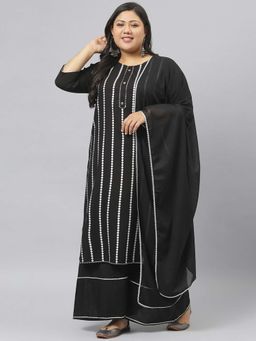 Stylum - Womens Printed Rayon Straight Kurta Sharara Dupatta Set (set Of 3)