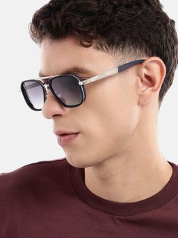 Carlton London - Unisex Premium Silver & Blue Toned Grey Uv With Polarized Lens Square Sunglasses