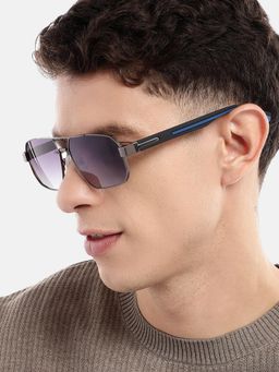 Carlton London - Unisex Premium Metallic & Black Toned Grey Uv With Polarised Lens Sunglasses