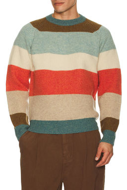 Beams Plus - Crew Multi Stripe 5g Sweater