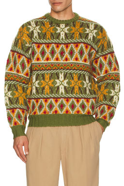 Beams Plus - Crew Fair Isle Pattern 3g Sweater
