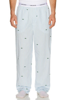 Lacoste - Printed Striped Cotton Pajama Bottoms