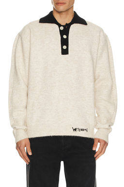WE11DONE - Brushed Contrast Knit Polo T-shirt