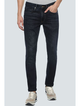 Louis Philippe - Navy Blue Solid Jeans
