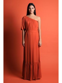 Swatee Singh - One Shoulder Ruched Hem Maxi