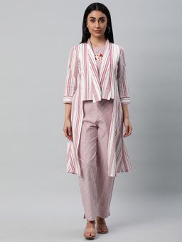 Kami Kubi - Maroon Stripes Printed Co-Ord (Set of 2)