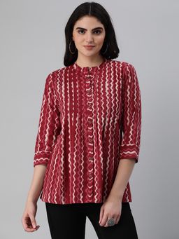 Kami Kubi - Maroon Printed Top
