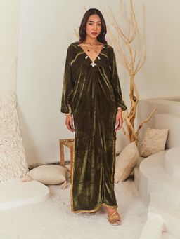 Urban Suburban - Olive Hand Embroidered Dress