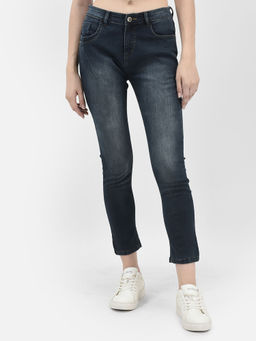 CRIMSOUNE CLUB - Womens Navy Blue Skinny Stretchable Jeans