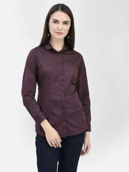 CRIMSOUNE CLUB - Womens Maroon Polka Dots Shirt