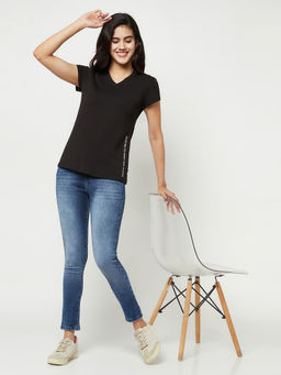 CRIMSOUNE CLUB - Womens Black Cotton T-Shirt