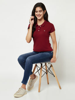 CRIMSOUNE CLUB - Womens Maroon Cotton T-Shirt