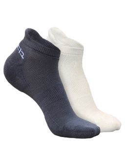 Heelium - Bamboo Ankle Socks for Women - 2 Pairs - Grey - White Odour Free Anti Blister