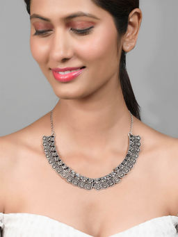 Silvermerc Designs - Oxidised Silver Temple Boho Necklace