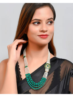 Silvermerc Designs - Side Kundan Brooch 5 Layered Necklace