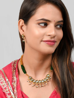 Silvermerc Designs - Multicolor Beads Kundan Meenakari Jewellery Set