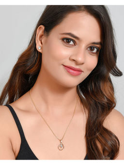 Silvermerc Designs - Gold Plated Ad Stone Studded Pendant Jewellery Set