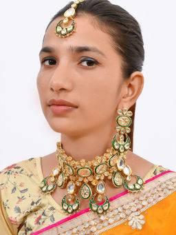 Silvermerc Designs - Kundan Gold Plated Necklace Set
