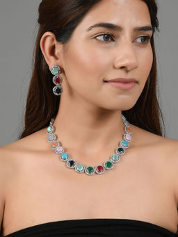 Silvermerc Designs - Multi Color Silver Plated Jewellery Set