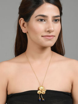 Silvermerc Designs - Gold Plated Floral Pendant Chain For Women