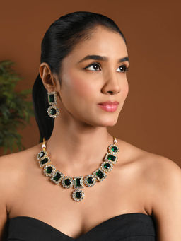 I Jewels - Gold Plated Traditional Necklace Jewellery Set