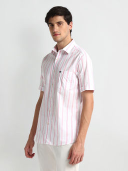 Arrow Sports - Vertical Stripe Cotton Pink Casual Shirt