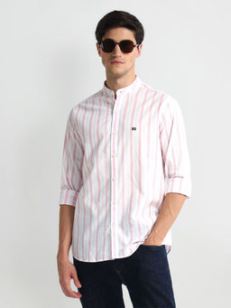 Arrow Sports - Mandarin Collar Vertical Stripe Casual Shirt