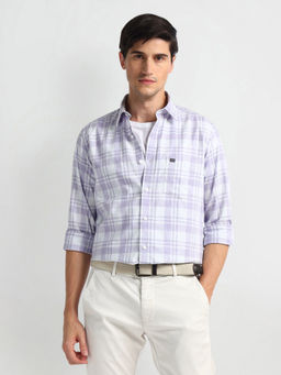 Arrow Sports - Tartan Check Cotton Melange Purple Casual Shirt